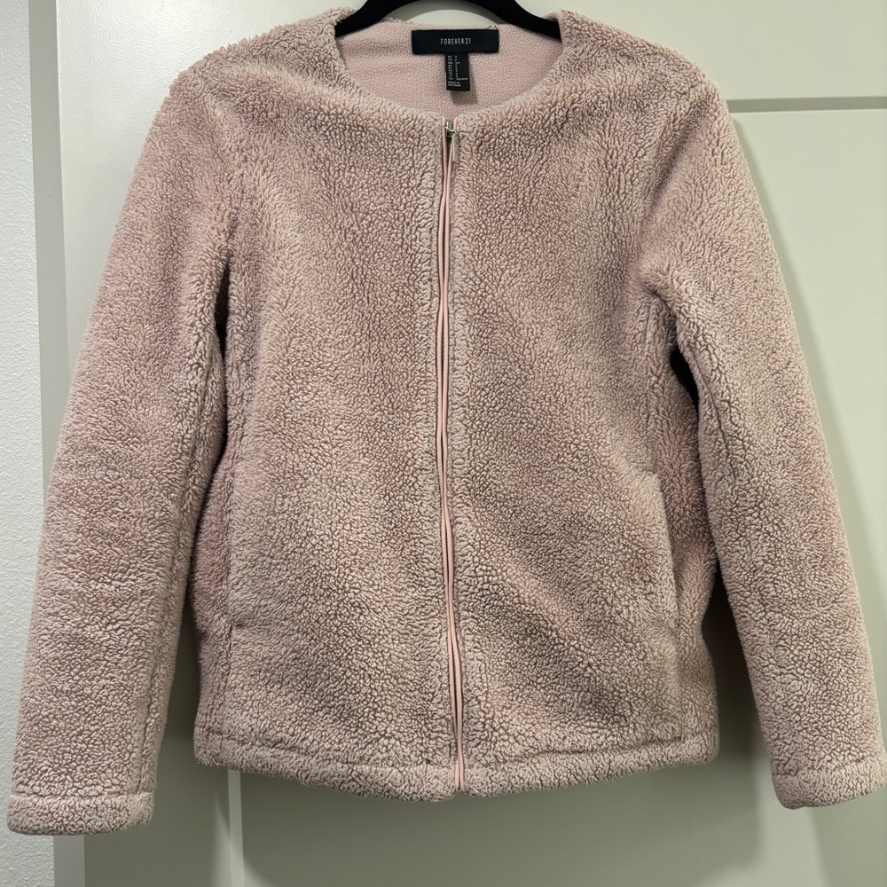Cozy Pink Sherpa Zip-Up Jacket